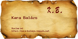 Kara Balázs névjegykártya
